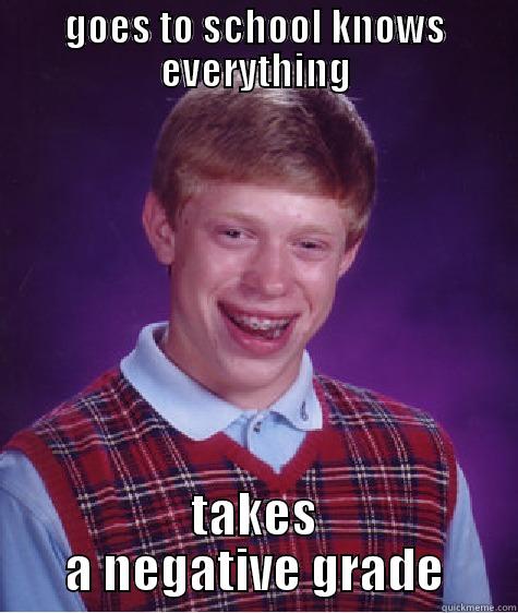 GOES TO SCHOOL KNOWS EVERYTHING TAKES A NEGATIVE GRADE Bad Luck Brian