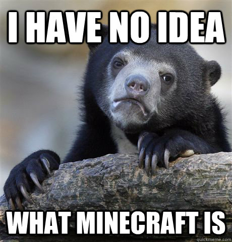 I have no idea what minecraft is  Confession Bear