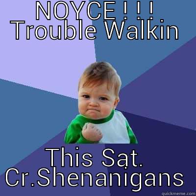 NOYCE ! ! ! TROUBLE WALKIN THIS SAT. CR.SHENANIGANS Success Kid