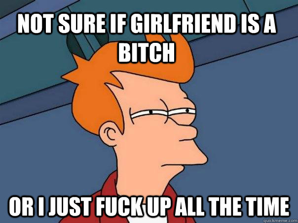 Not sure if girlfriend is a bitch or I just fuck up all the time  Futurama Fry