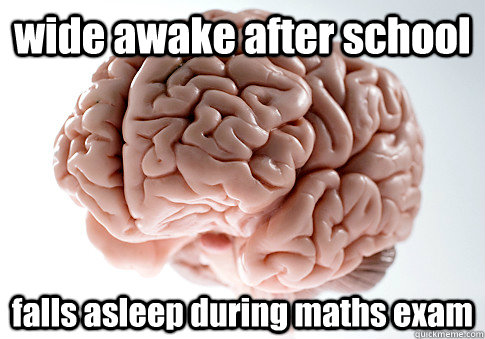 wide awake after school falls asleep during maths exam   Scumbag Brain