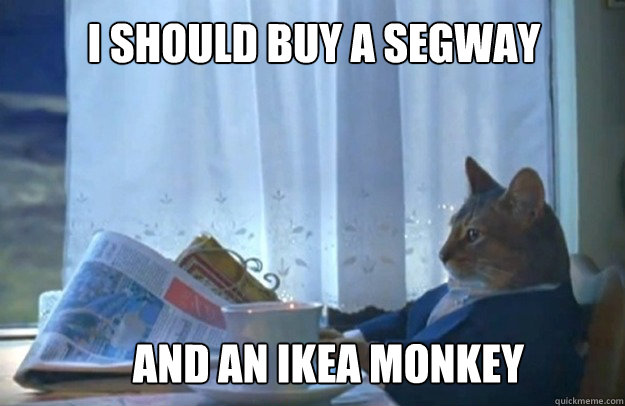 I should buy a Segway and an Ikea Monkey  Sophisticated Cat