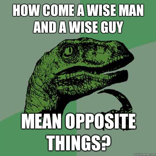 How come a wise man and a wise guy Mean opposite things?  Philosoraptor