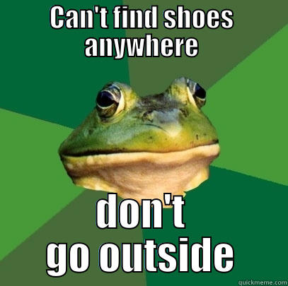CAN'T FIND SHOES ANYWHERE DON'T GO OUTSIDE Foul Bachelor Frog