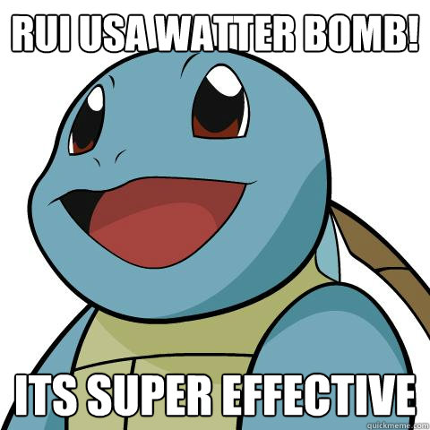 Rui usa watter bomb! Its super effective  Squirtle