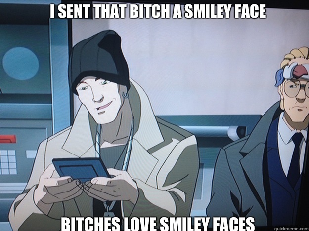 I SENT THAT BITCH A SMILEY FACE BITCHES LOVE SMILEY FACES - boondocks...