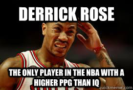 DERRICK ROSE The only player in the nba with a higher ppg than iq - DERRICK ROSE The only player in the nba with a higher ppg than iq  drose stupid