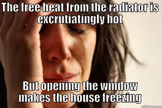 THE FREE HEAT FROM THE RADIATOR IS EXCRUTIATINGLY HOT BUT OPENING THE WINDOW MAKES THE HOUSE FREEZING First World Problems