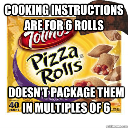 Cooking instructions are for 6 rolls  Doesn't package them in multiples of 6 - Cooking instructions are for 6 rolls  Doesn't package them in multiples of 6  Misc