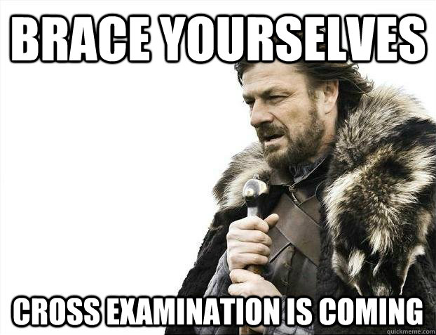 Brace yourselves Cross Examination is Coming   