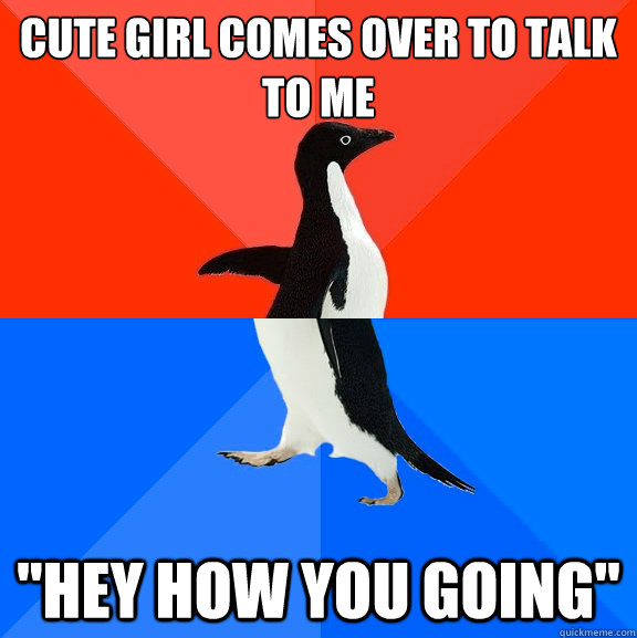 Cute girl comes over to talk to me 