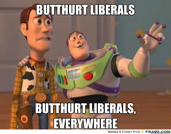 Butthurt liberals Butthurt liberals, everywhere - Butthurt liberals Butthurt liberals, everywhere  Buzzlightyear