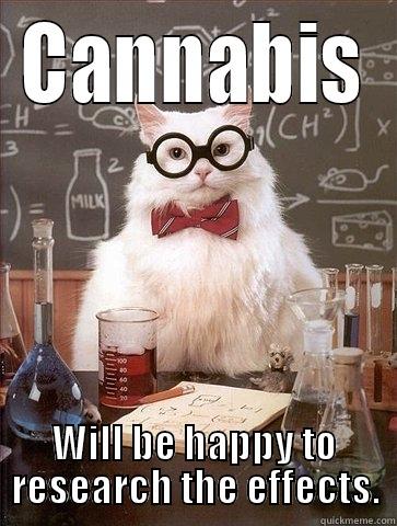 CANNABIS WILL BE HAPPY TO RESEARCH THE EFFECTS. Chemistry Cat
