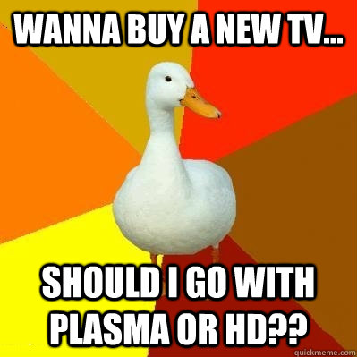 Wanna buy a new tv... Should I go with plasma or HD??  Tech Impaired Duck