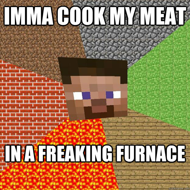 Imma cook my meat In a freaking furnace  Minecraft