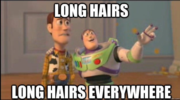 long hairs long hairs everywhere  Buzz and Woody
