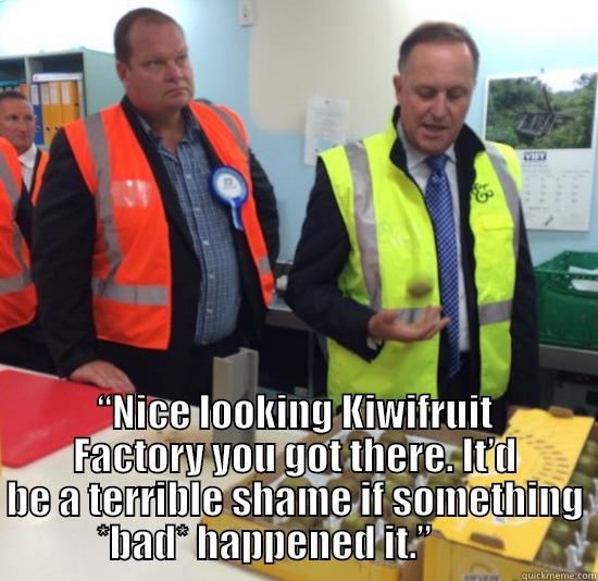  “NICE LOOKING KIWIFRUIT FACTORY YOU GOT THERE. IT’D BE A TERRIBLE SHAME IF SOMETHING *BAD* HAPPENED IT.”         Misc