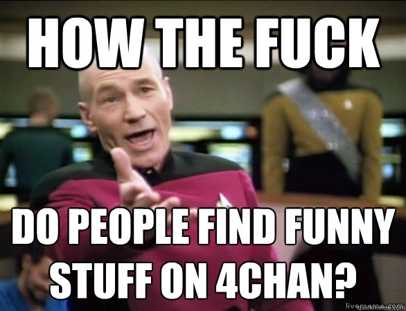 how the fuck do people find funny stuff on 4chan?   Annoyed Picard HD