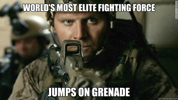 world's most elite fighting force JUMPS ON GRENADE  