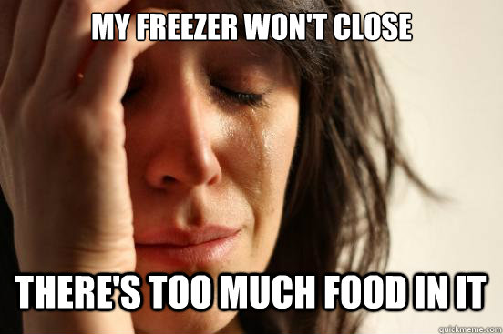 My freezer won't close There's too much food in it Caption 3 goes here  First World Problems