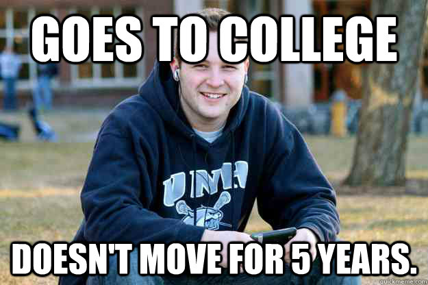 Goes to college Doesn't move for 5 years.  Successful College Senior