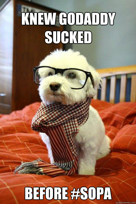 knew godaddy sucked before #SOPA  Hipster pup