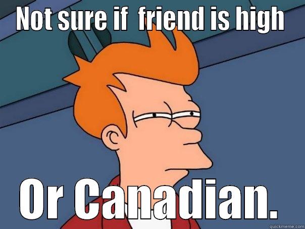 NOT SURE IF  FRIEND IS HIGH OR CANADIAN. Futurama Fry
