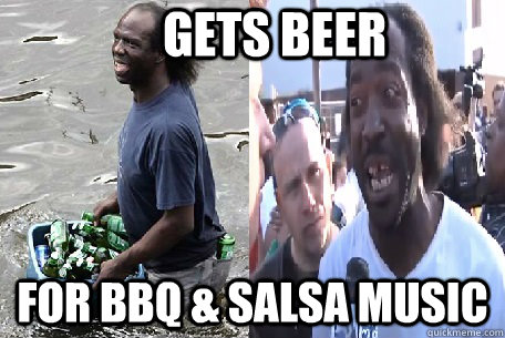 Gets Beer For BBQ & Salsa Music  