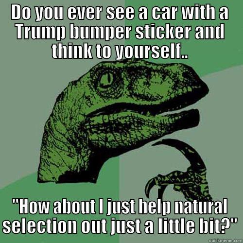 DO YOU EVER SEE A CAR WITH A TRUMP BUMPER STICKER AND THINK TO YOURSELF.. 