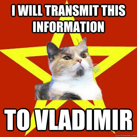 I will transmit this information  TO vLADIMIR  Lenin Cat