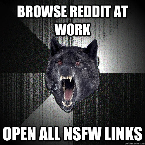 Browse reddit at work Open all nsfw links  Insanity Wolf