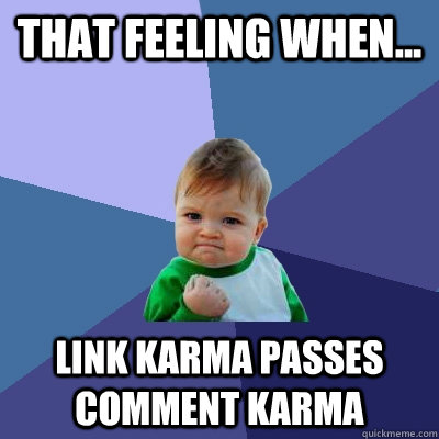 That feeling when... Link Karma passes comment karma  Success Kid
