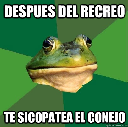 despues del recreo te sicopatea el conejo  Foul Bachelor Frog