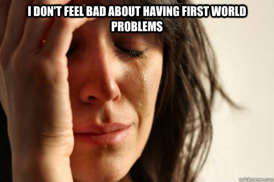 I don't feel bad about having first world problems   First World Problems