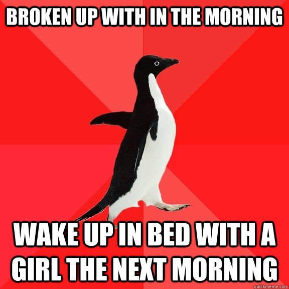 broken up with in the morning wake up in bed with a girl the next morning - broken up with in the morning wake up in bed with a girl the next morning  Socially Awesome Penguin
