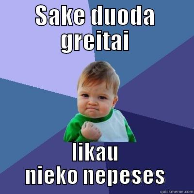 SAKE DUODA GREITAI LIKAU NIEKO NEPESES Success Kid