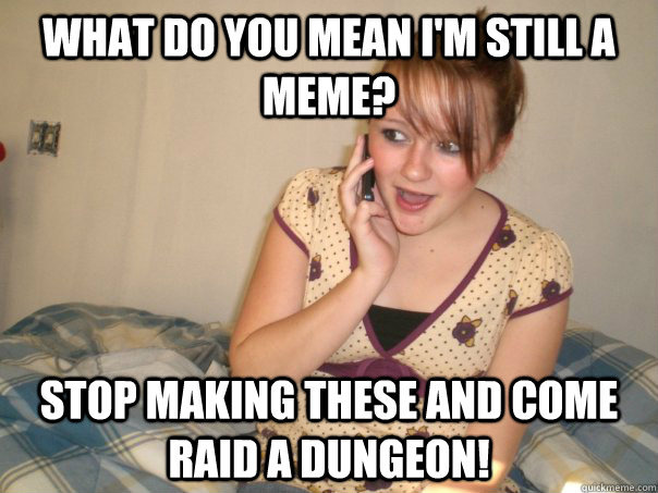 What do you mean I'm still a meme?  Stop making these and come raid a dungeon!  