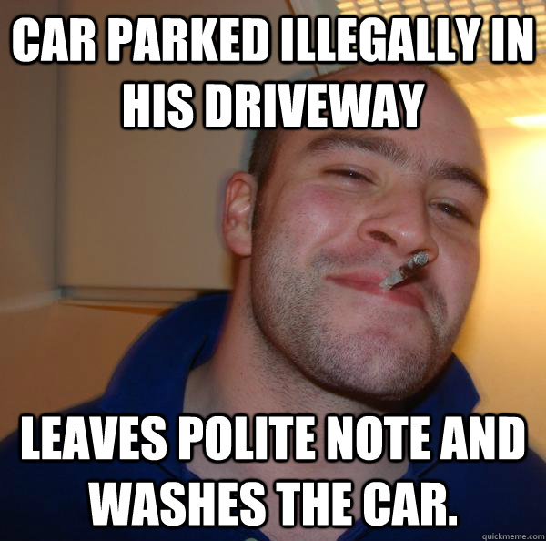 Car parked illegally in his driveway Leaves polite note and washes the car. - Car parked illegally in his driveway Leaves polite note and washes the car.  Misc