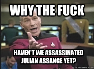 Why the fuck Haven't we assassinated julian assange yet?  Annoyed Picard