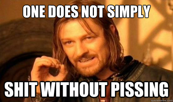 one does not simply shit without pissing  Boromir