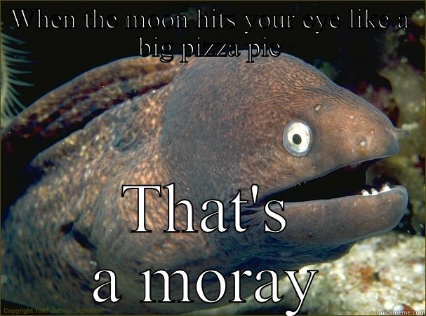 WHEN THE MOON HITS YOUR EYE LIKE A BIG PIZZA PIE THAT'S A MORAY Bad Joke Eel