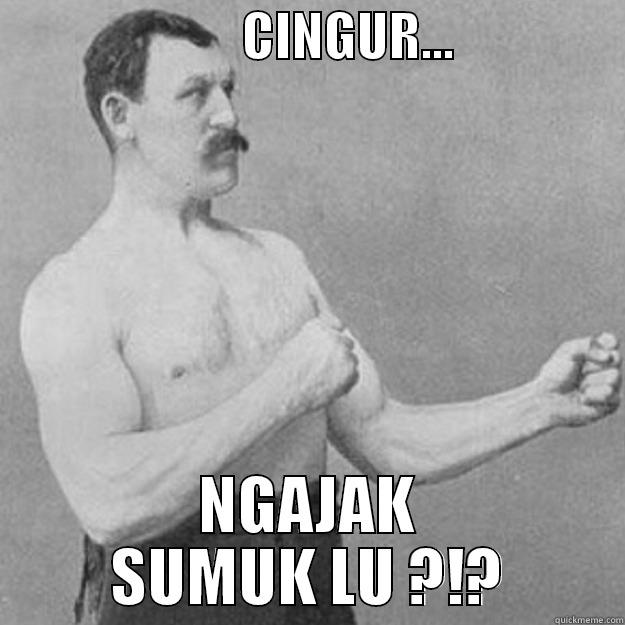                         CINGUR...                  NGAJAK SUMUK LU ?!? overly manly man