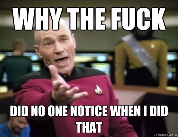 why the fuck did no one notice when i did that  Annoyed Picard HD