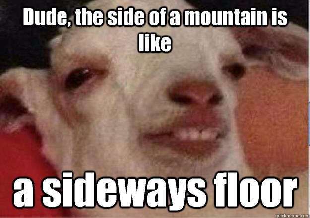 Dude, the side of a mountain is like a sideways floor - Dude, the side of a mountain is like a sideways floor  Misc