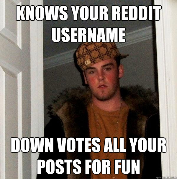 Knows your Reddit username Down votes All your posts for fun - Knows your Reddit username Down votes All your posts for fun  Scumbag Steve