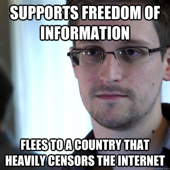 supports freedom of information flees to a country that heavily censors the internet  snowden-spy