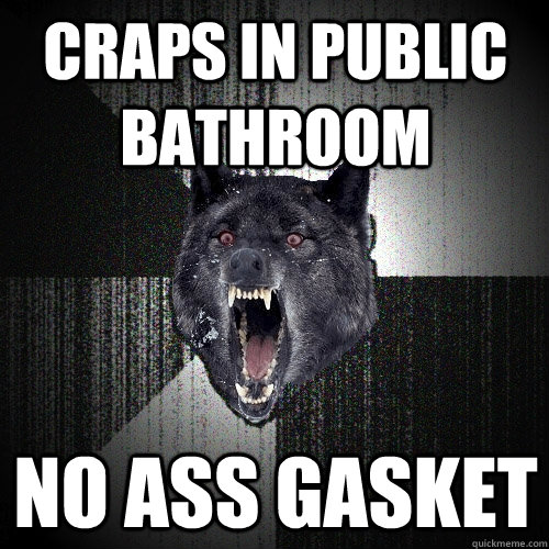 craps in public bathroom no ass gasket  Insanity Wolf