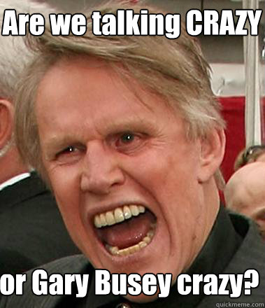 Are we talking CRAZY  or Gary Busey crazy? - Are we talking CRAZY  or Gary Busey crazy?  Gary Busey