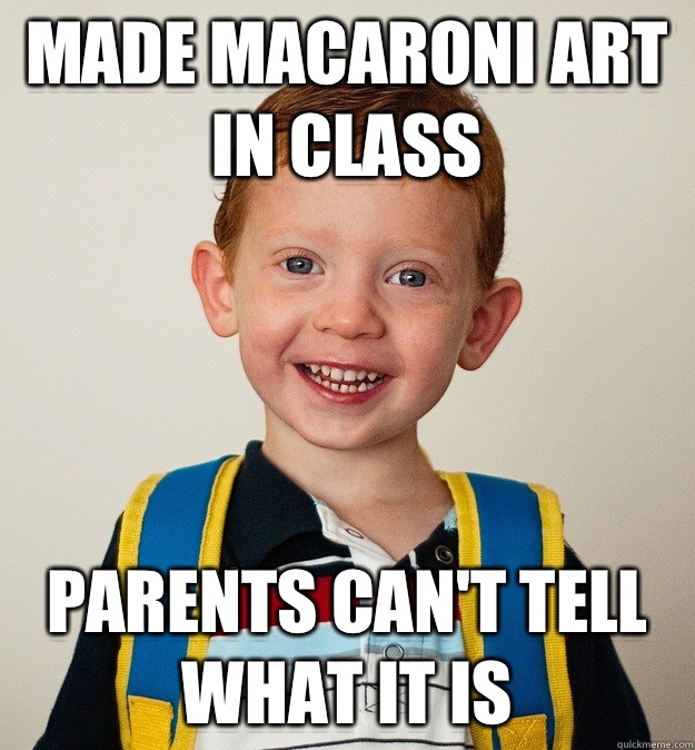 Made macaroni art in class Parents can't tell what it is  Pre-School Freshman
