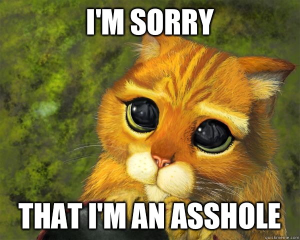 I'm sorry That I'm an asshole  im sorry